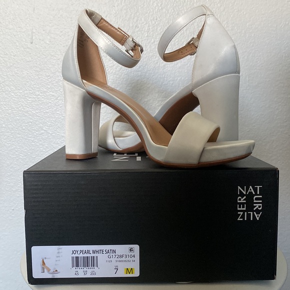 Naturalizer Joy Ankle Strap Sandal- Pearl White Satin - Picture 10 of 10